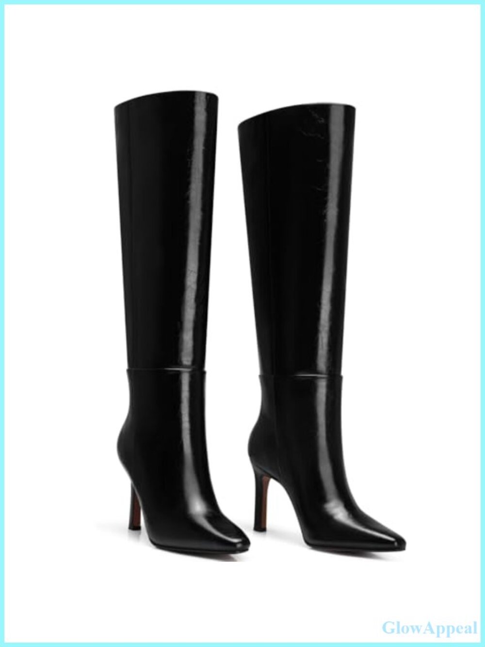 Womens Knee High Stiletto Heel Wide Calf Tall Boots Faux Leather Wide Calf